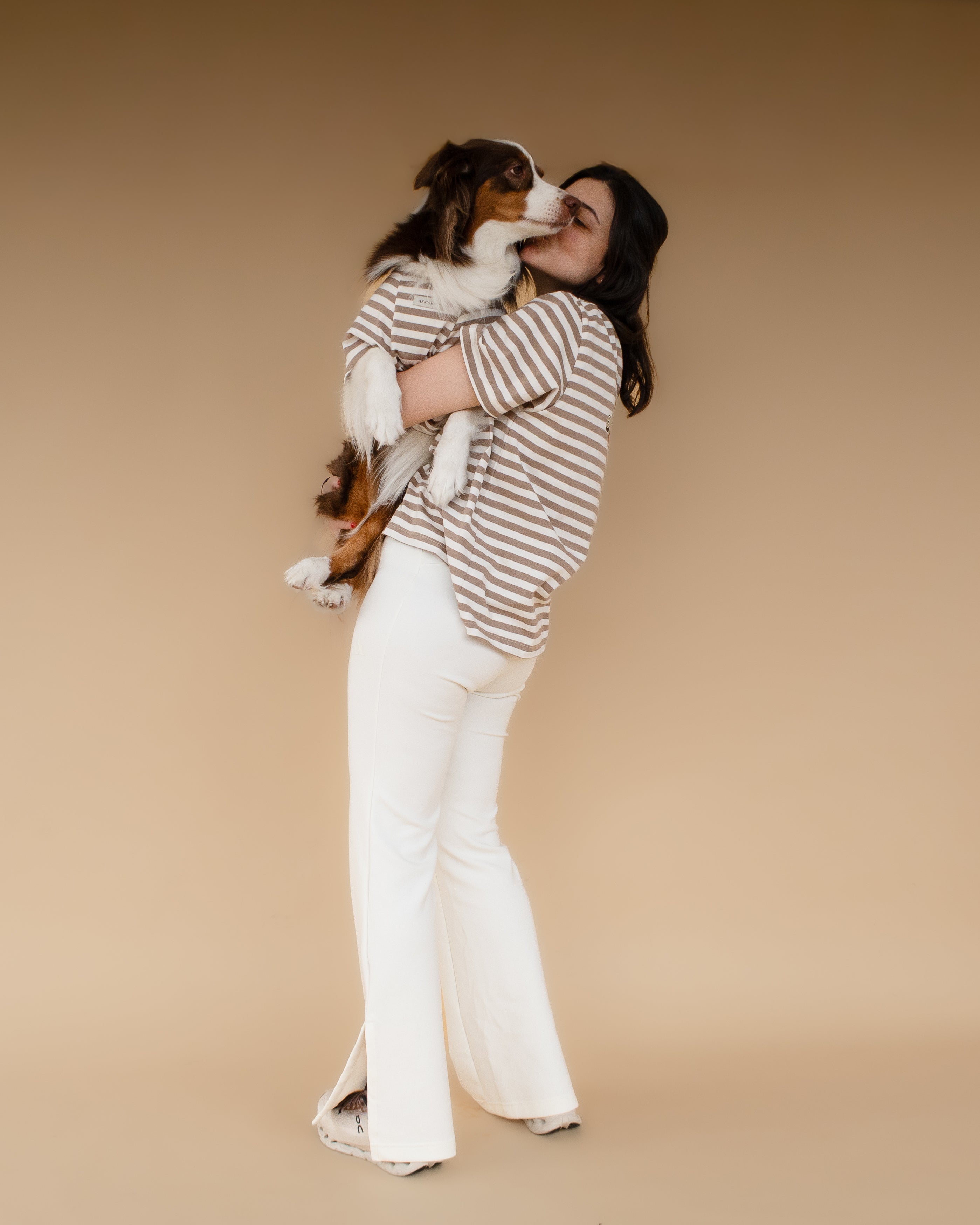 AskyxHuman | Heritage Stripe Tshirt | Oat Latte