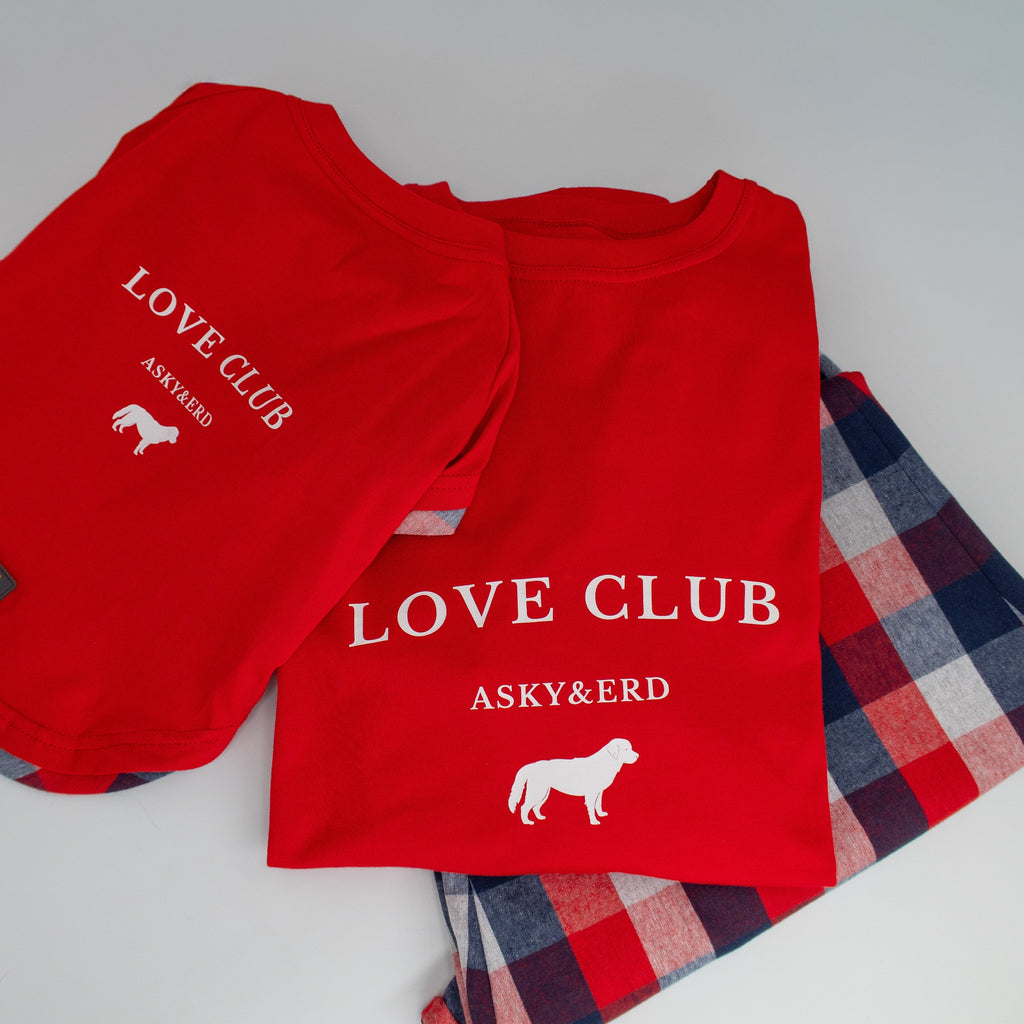 Love Club Tshirt | Crimson Check