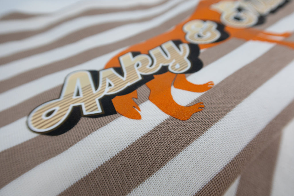 AskyxHuman | Heritage Stripe Tshirt | Oat Latte