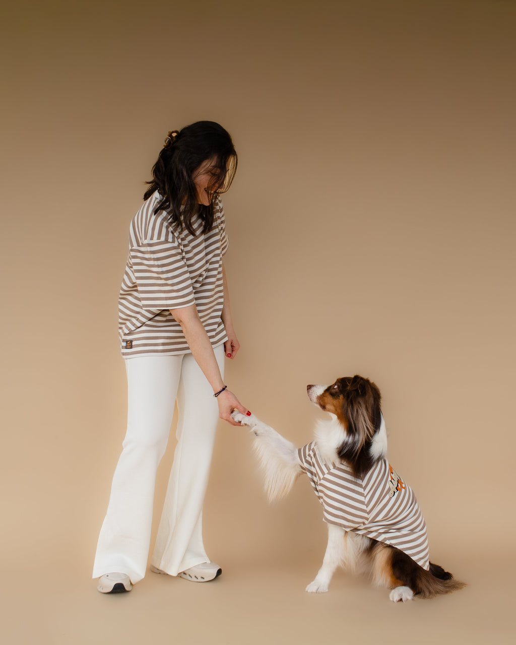 AskyxHuman | Heritage Stripe Tshirt | Oat Latte