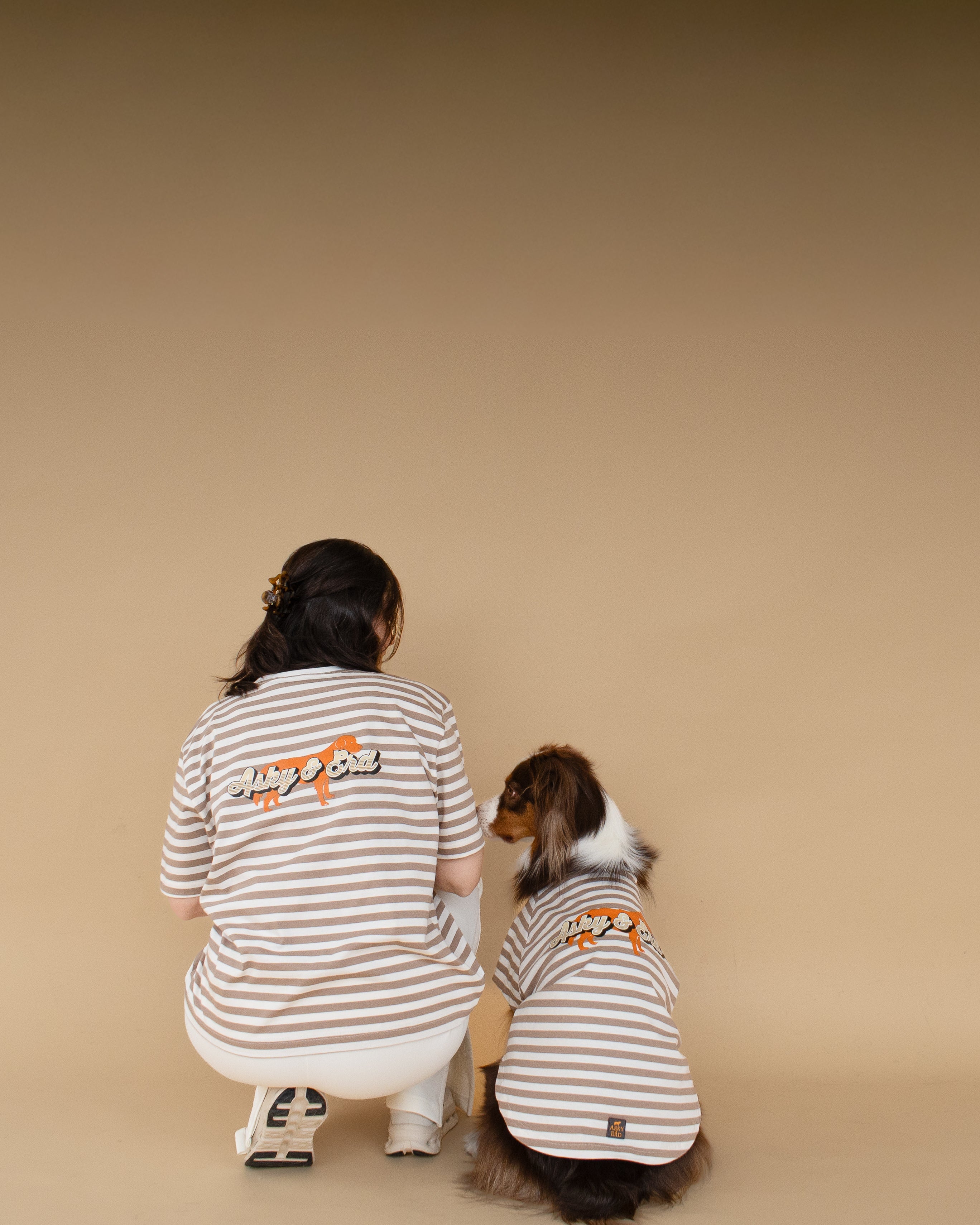 AskyxHuman | Heritage Stripe Tshirt | Oat Latte