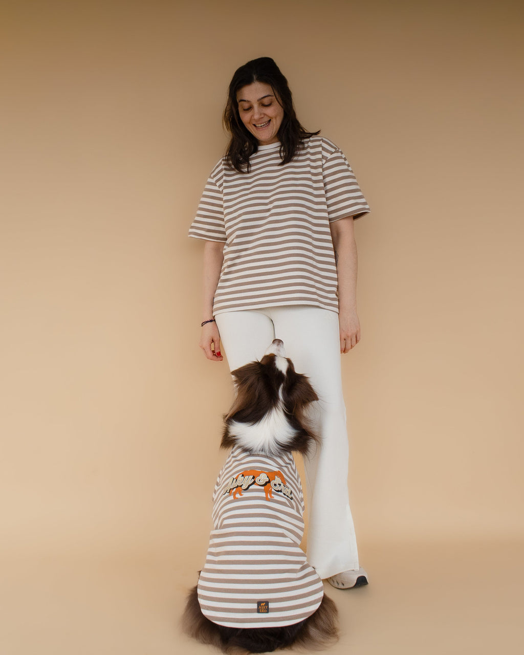 AskyxHuman | Heritage Stripe Tshirt | Oat Latte